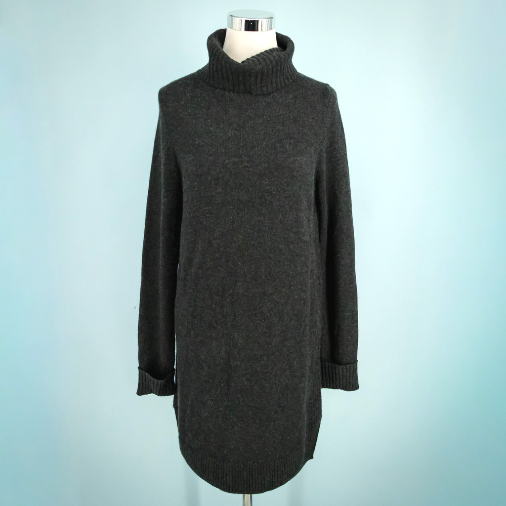 Sea Bleu Size Medium M Gray Turtleneck Long Sleeve 100% Cashmere Sweater Dress